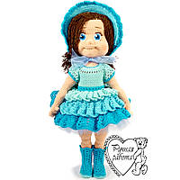 Кукла вязанная крючком в голубом наряде, 35см