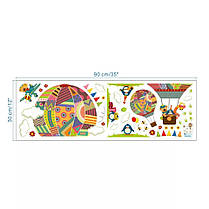 Декоративні наклейки для дитячого садка, наклейка в дитячу "звірі на повітряних кулях" 75*78см (лист30*90см), фото 2