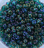 Бісер 10/0, №51710 смарагдовий прозорий райдужний (уп.50 грам), фото 2