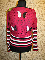 Жіноча в'язана кофточка з метеликами. Розпродаж 46 р.