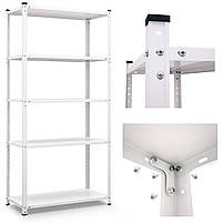 Стелаж білий 185х95х35 см на 5 полиць металевий Елегант 1 додому в офіс для офісу канцелярії квітів, фото 5