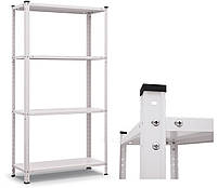 Стелаж металевий білий 150х75х30 см додому в офіс на балкон на кухню для книг взуття комори ванної РЕК-1, фото 6