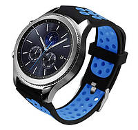Спортивный ремешок с перфорацией Primo для часов Samsung Gear S3 Classic SM-R770 / Frontier RM-760 Black&Blue