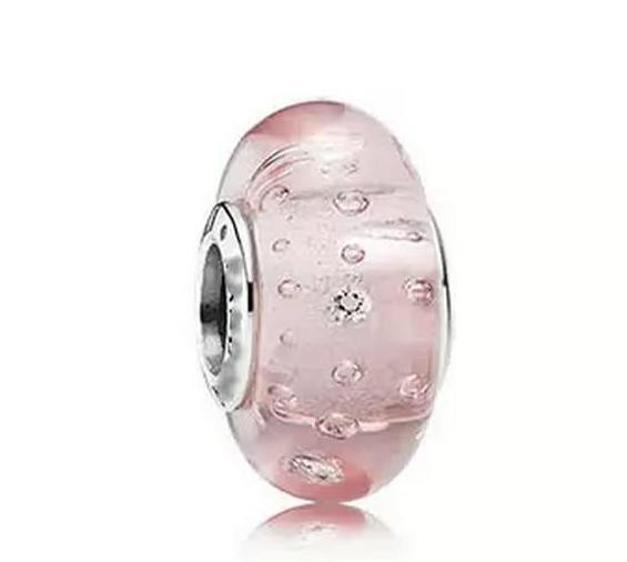 Шарм бусина на браслет "Муранское стекло Розовые пузырьки" - фото 1 - id-p62111420
