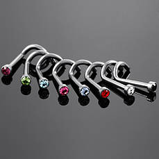 Ностріл равлик в ніс з каменем (титан) 1 мм