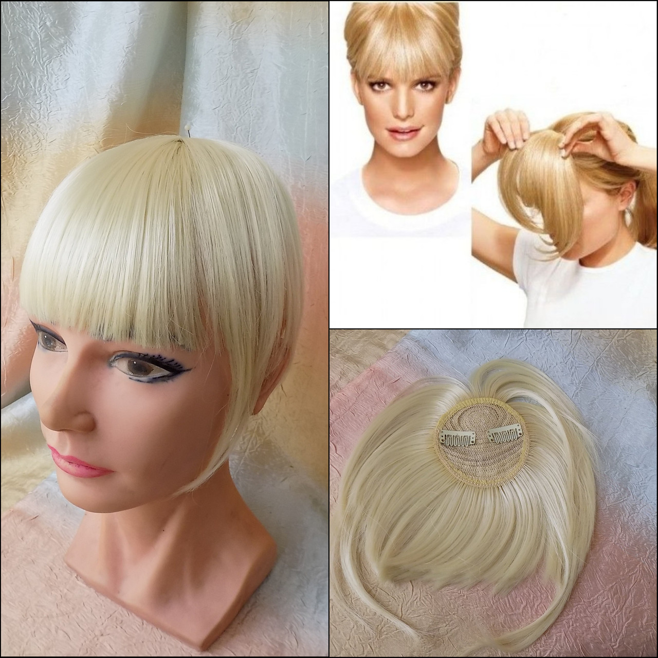 Чілка чубчик на застібках (кліпсах) блонд 10-028-613, фото 1