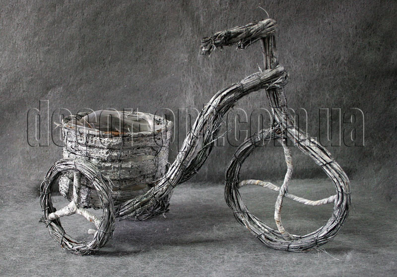 Кашпо велосипед из лозы 29х21 см d 11 см - фото 1 - id-p62232630