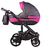 Коляска 2 в 1 Adamex Prince X-15-A сірий льон - малинова шкіра (видавлений рядок) - білий кант (сіра рама), фото 2