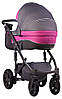Коляска 2 в 1 Adamex Prince X-15-A сірий льон - малинова шкіра (видавлений рядок) - білий кант (сіра рама), фото 3