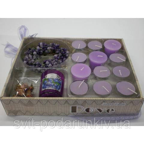 Великий набір свічок і маленька склянка з віночком і листям SBS9, фото 1