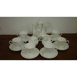 Білий чайний сервіз китайський порцеляновий із гарним візерунком S2251