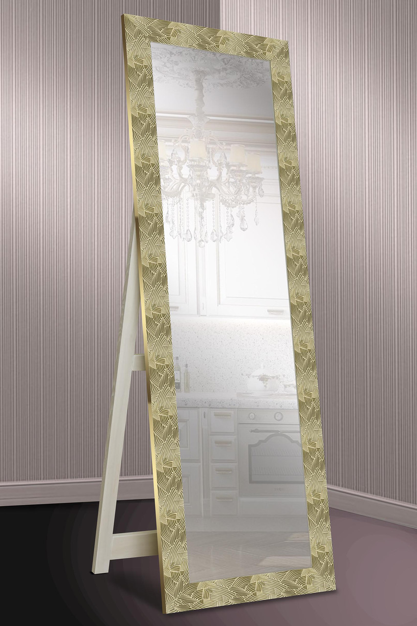 Зеркало напольное в раме Factura с деревянной подставкой Gold pattern 60х174 золото - фото 1 - id-p761124457