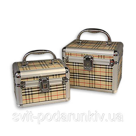 Ювелірні скриньки бежеві в клітинку комплект 3 шт S8016, фото 1