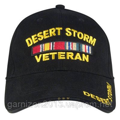 Бейсболка Rothco Deluxe Baseball Cap - Black (Desert Storm Veteran Ribbons)