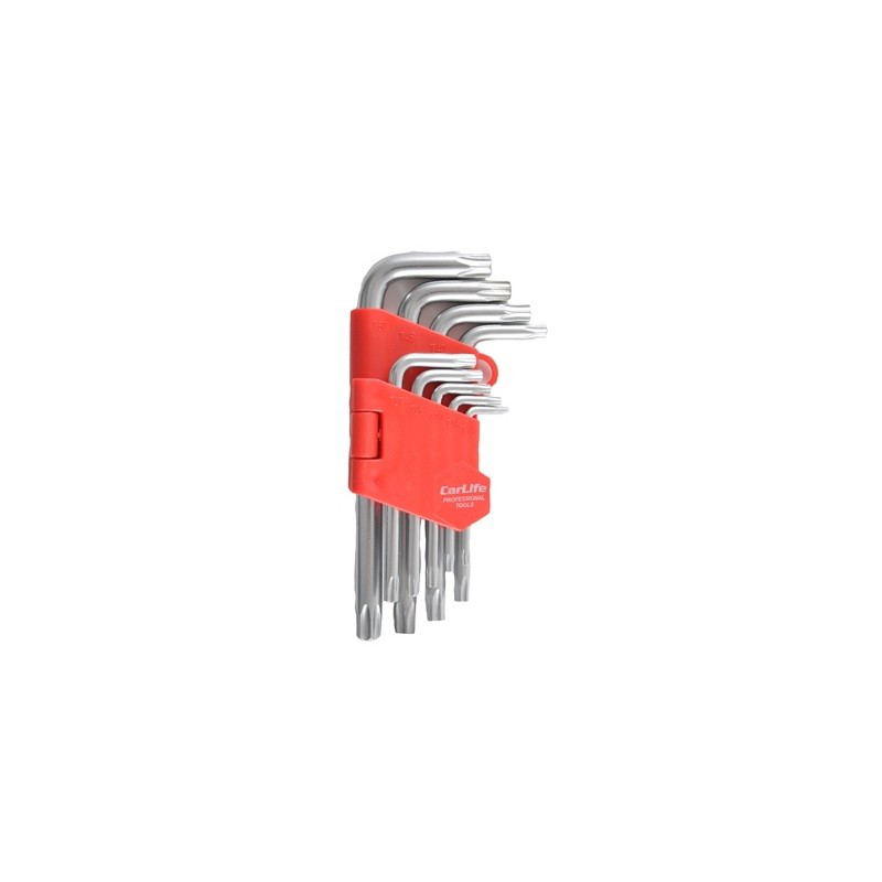Набір Г-подібних ключів TORX CarLife короткі з отвором 9 шт. (WR2111), фото 1