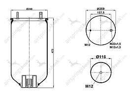 Пневмоподушка 4157NP05 без склянки ROR 21222442 Туреччина