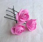 Шпильки для волосся ручної роботи "Трояндочки Яскраво Рожеві", фото 2