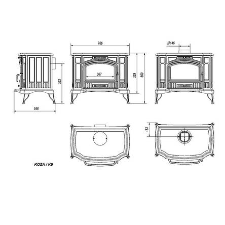 Піч чавунна Kratki Koza K9 / 6-13 кВт, фото 2