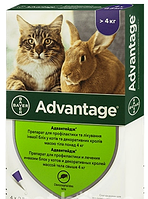 Капли от блох Bayer Advantage (Баер Адвантейдж) 80 для кошек от 4 кг и кроликов 1 пипетка*0.4 мл