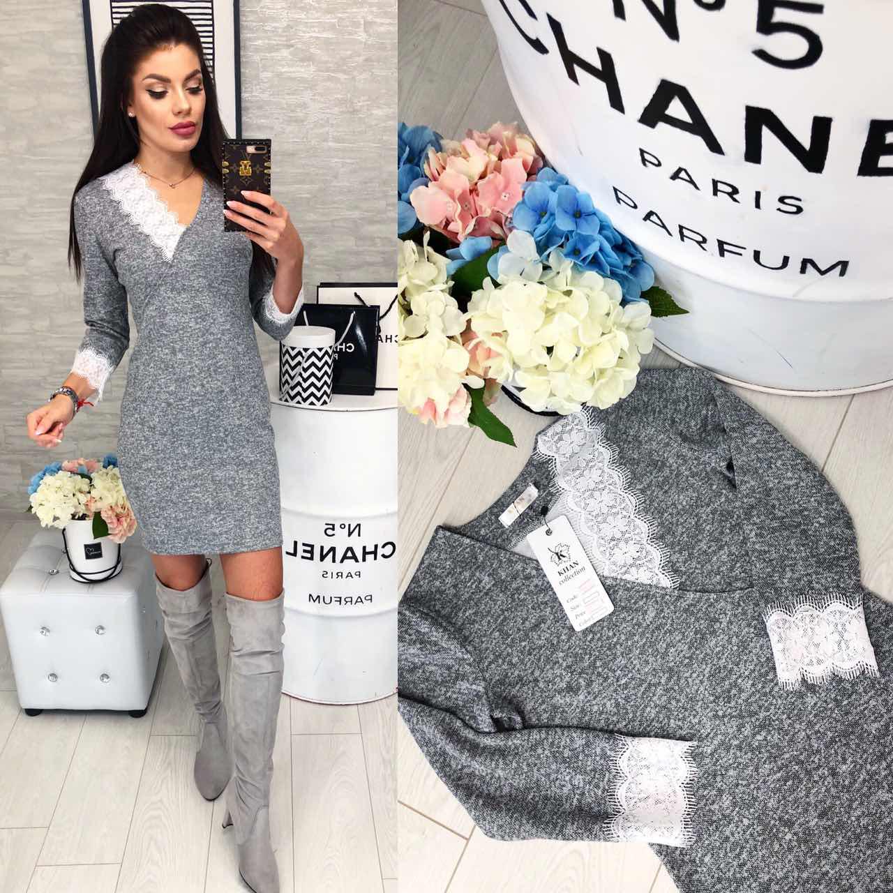 Сукня з мереживом арт. 126 сірий меланж, фото 1