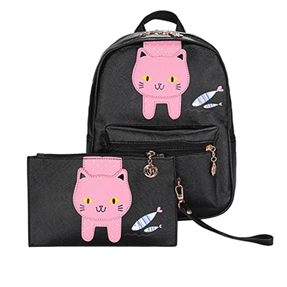 Рюкзак дитячий Кіт з рибками + клатч (чорний), фото 1