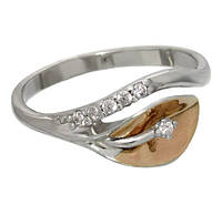 Женское серебряное кольцо с золотыми пластинами "Ласкающая взор"