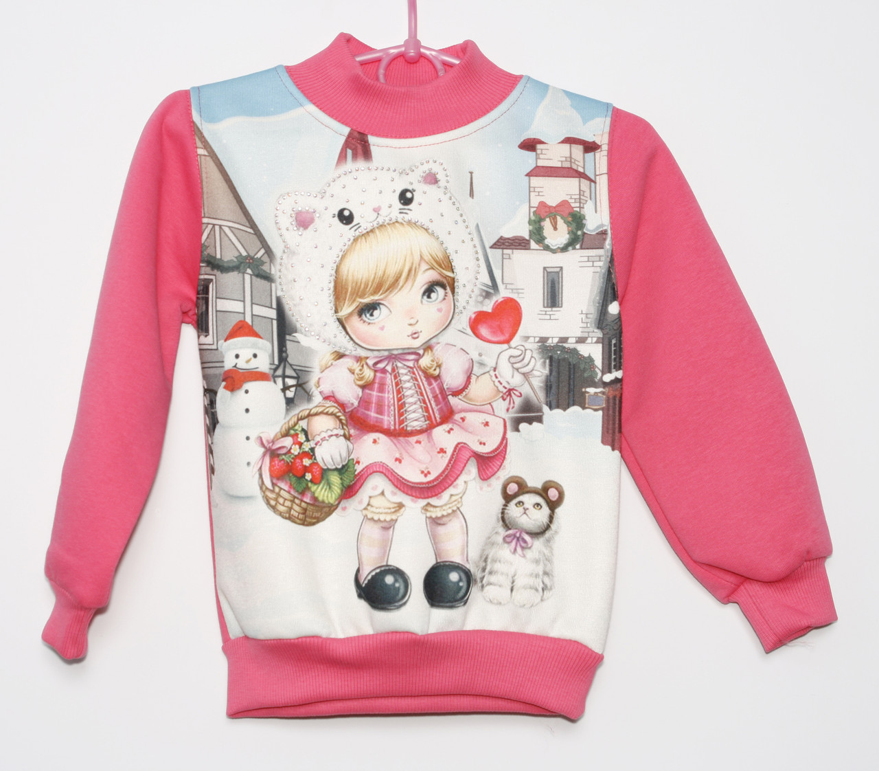 Дитячий теплий реглан для дівчинки з високим горлом, фото 1