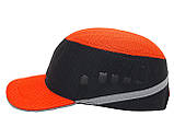 Каскетка кепка-каска ударостійка зі світловідбивною стрічкою колір жовтогарячо-чорна, фото 2