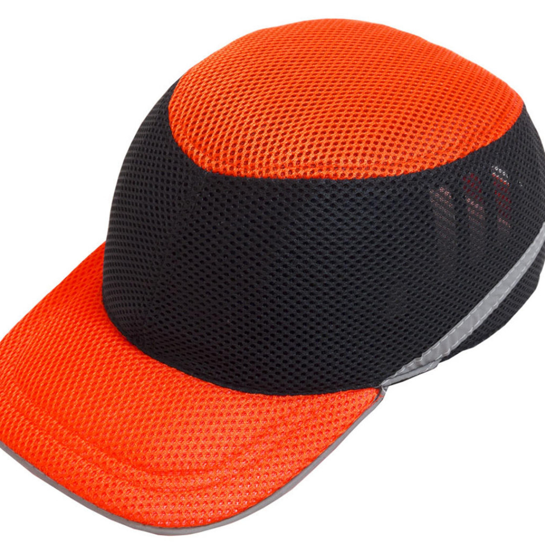 Каскетка кепка-каска ударостійка зі світловідбивною стрічкою колір жовтогарячо-чорна