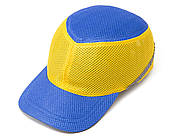 Каскетка кепка-каска ударостійка зі світловідбивною стрічкою колір синьо-жовтий