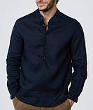 Чоловіча рубаха з натурального льону олива, червоний, чорний, синій, колір на вибір, фото 5