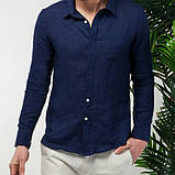 Чоловіча рубаха з натурального льону олива, червоний, чорний, синій, колір на вибір, фото 6