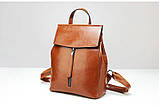 Жіночий шкіряний рюкзак міський. Модний рюкзак жіночий сумка рюкзак трансформер (рудий), фото 2