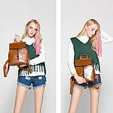 Жіночий шкіряний рюкзак міський. Модний рюкзак жіночий сумка рюкзак трансформер (рудий), фото 4