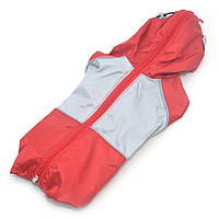Одежда для собак дождевик плащевый красный+серый №1 29х46