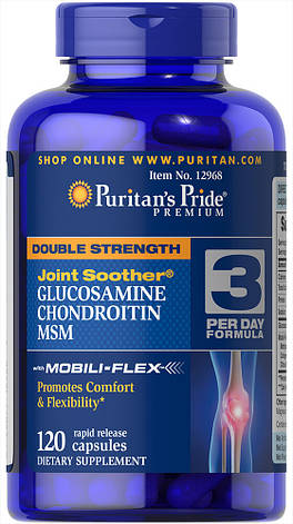 Puritan's Pride Double Strength Glucosamine Chondroitin & MSM 120 caplets, фото 1