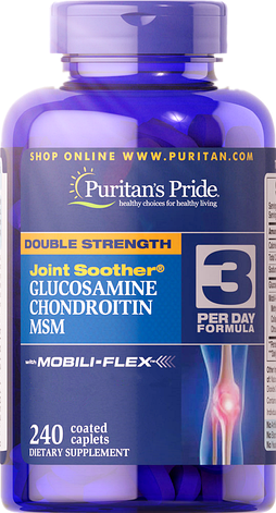 Puritan's Pride Double Strength Glucosamine, Chondroitin & MSM 240 caplets, фото 1