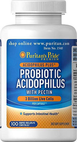 Puritan's Pride Probiotic Acidophilus with Pectin 100 caps, фото 1