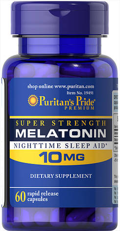 Мелатонін Puritan's Pride Melatonin 10 mg 60 caps, фото 1