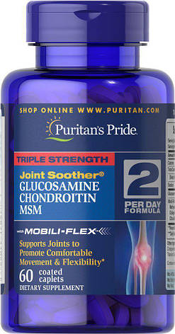 Puritan's Pride Triple Strength Glucosamine Chondroitin & MSM 60 caps, фото 1