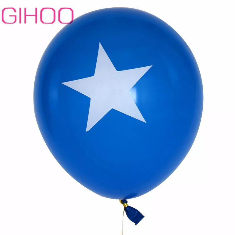 Синій повітряний латексний кулька "Капітан Америка" зірка 12"(30 см) пастель.