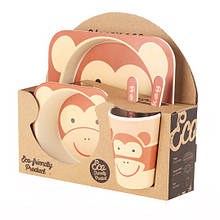 Набір бамбукового посуду Мавпочка Monkey антибактеріальний для дітей