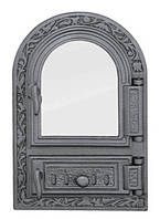 Двері чавунні Halmat FPM1R зі склом. Дверцята для печі та барбекю