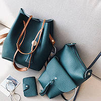 Набор сумок 4в1 Темно- зеленый для дувушки на каждый день.