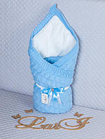 Одеяло-плед "Лапушка" (зима) (голубой, вязаное полотно акрил, зима, (90*90), Да)