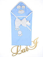 Ковдра-конверт "Топтижка" (блакитний/кремовий, інтерлок/інтерлок, літо, (90*90))