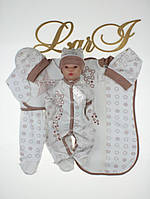 Набір "Зірочка" — 7 предметів (кремовий/капучино (малюнок зірочки), інтерлок)