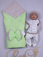 Набір "Стильний Капитошка" 2 - 4 предмети (салатовий/смужка, інтерлок)