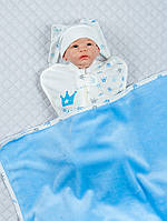 Покривало-плед махровий (блакитний, велсофт, д/с, (115*90), Так)