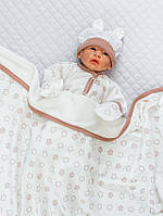 Покривало-плед "Зірочка" (дв.) (кремовий/капучино (малюнок зірочки), інтерлок/інтерлок, літо, (90*90))